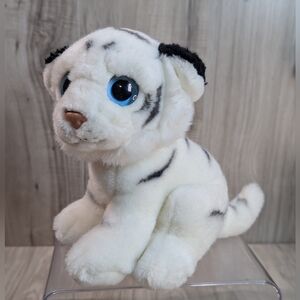 TY INDIA White Bengal Tiger Realistic Big Blue Eyes Plush Stuffed Animal